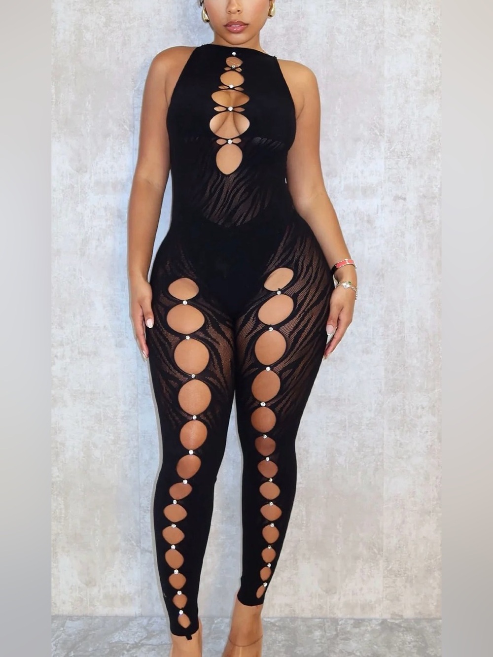 Women’s Black Cutout Halter Jumpsuit